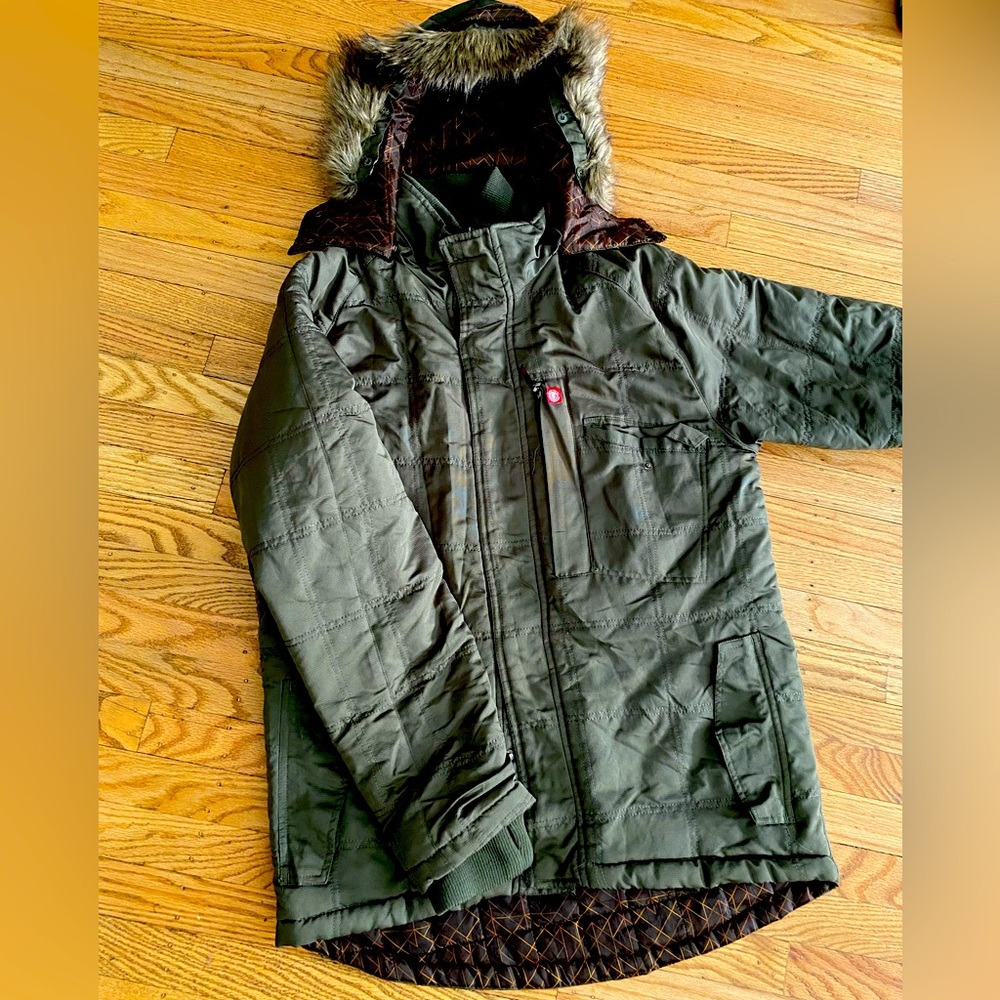 Mens element snow jacket army green